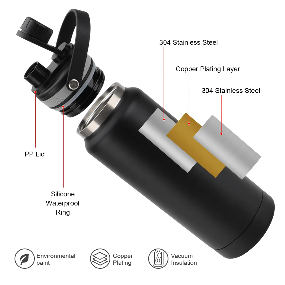 Термос из нержавеющей стали 304, Новое поступление 2023, термос, бутылка для воды с портативной ручкой
