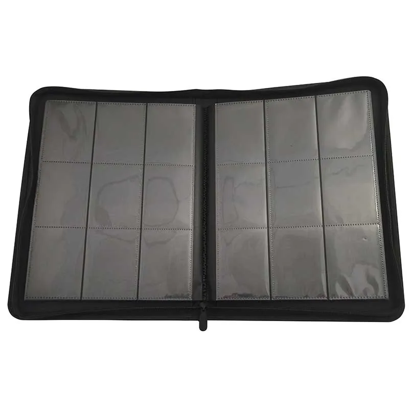 Modernqiu 9-Pocket PU Leather Trading Card Binder Customizable Zipper Design for 360 Cards as Stamp Card Photo Album