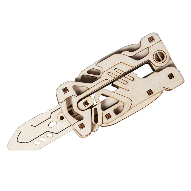Unisex Assembly Playing Wooden Knife & Sword Toys Laser Cutting DIY Military Model Puzzle Made from Wood