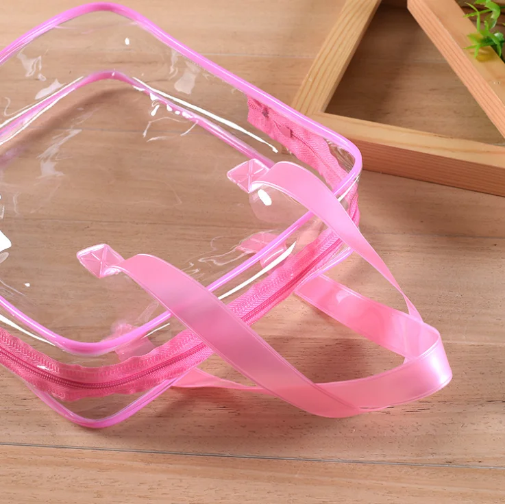 Cute waterproof pink canvas holographic makeup bag with makeup bag cosmetic professional zipper ladies
