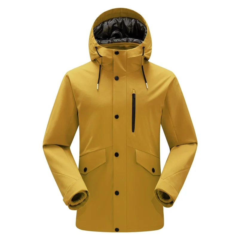 Smart Fashion Waterproof Customized Logo Yellow Navy Red Color Warm Outdoor Jacket for Men Causal Outdoor Jacket