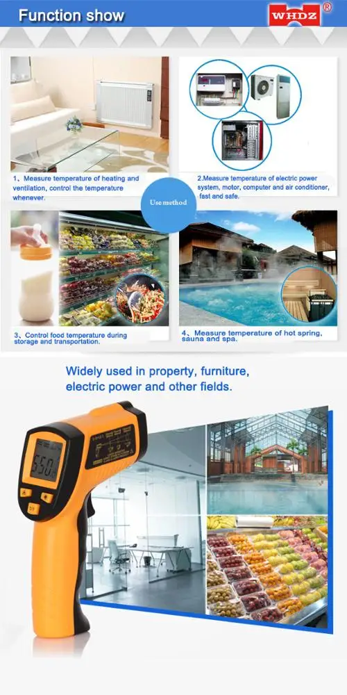 
Factory direct sale Infrared Thermometer WH550 Non-contact Industrial 