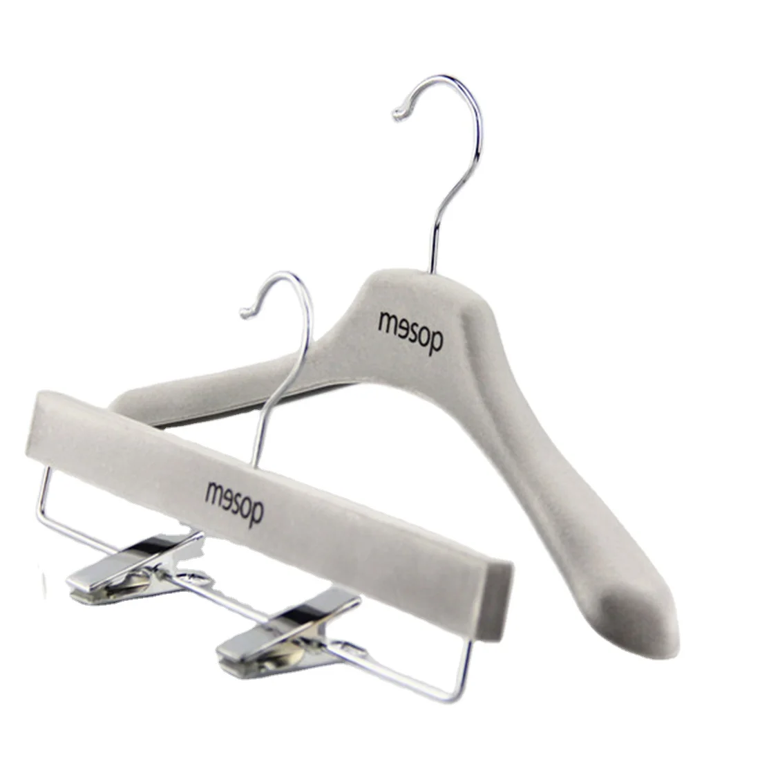 VPT96 black customized velvet plastic clothes hanger