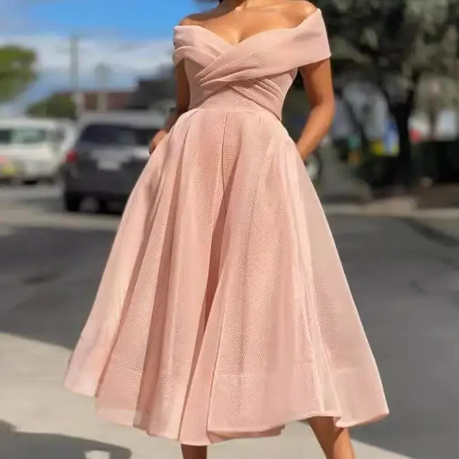 10704-MX50 Formal Gowns Three Colors Pleated Loose Long Strapless Evening Dresses Women