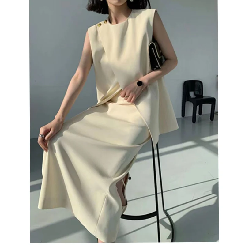 2023 High Quality Fall Latest Women Clothing Sleeveless Ladies Top Vest and Skirt Two Pieces Sets  Fashion Women Outfits