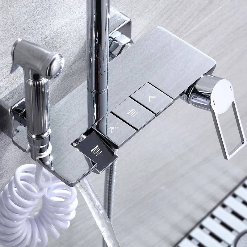 TIEMA  New Design Brass Piano Keys Modern 4 Pcs Hole Shower Tub Bath Faucet Set