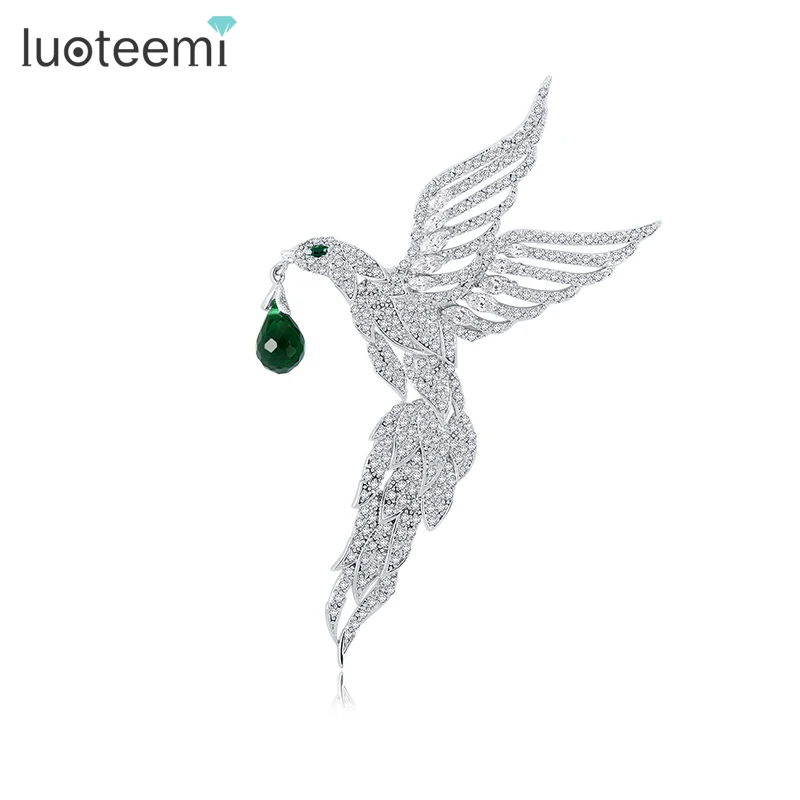 LUOTEEMI новинка оптовая продажа европейский и американский оригинальный дизайн модный Рождественский подарок Женская Ретро большая брошь в виде птицы
