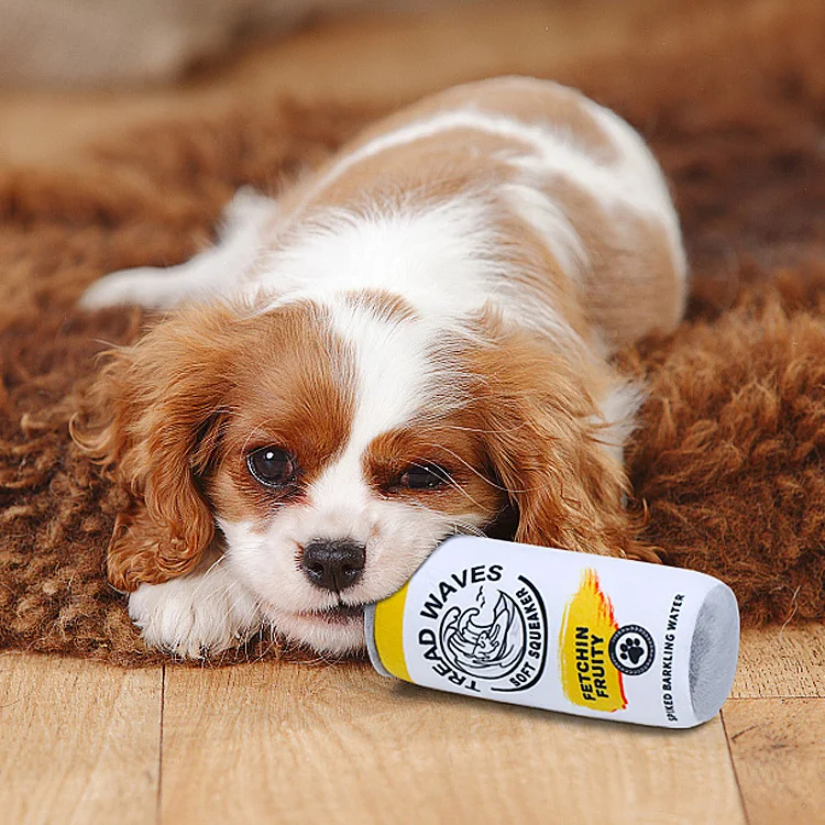 Custom Funny Squeaky Dog Plush Stuffed Toy Beer Soda Can Starbark Coffee Cup Shaped Dog Toy