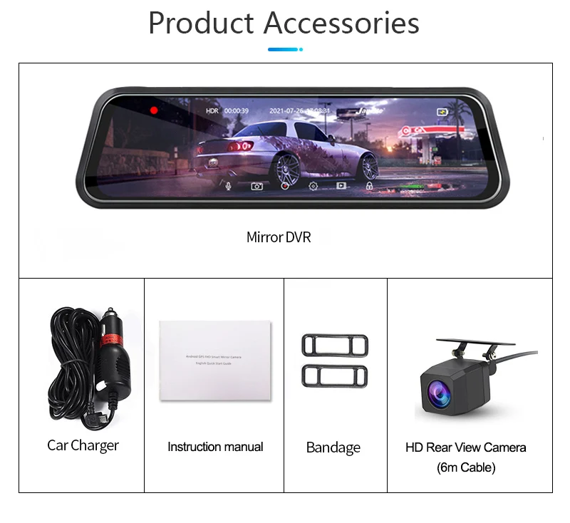 10 Inch RearView Mirror Car black box Dvr Camera Dashcam FHD Dual 1080P Lens Driving Video Recorder Dash Cam