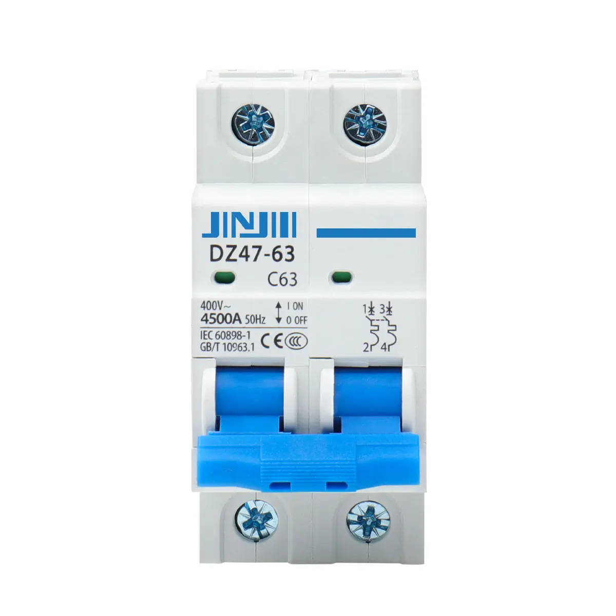 MCB DZ47-63 OEM/ODM Service AC 230/400V Miniature Air Circuit Breaker 63A 2Pole With CE Certificate