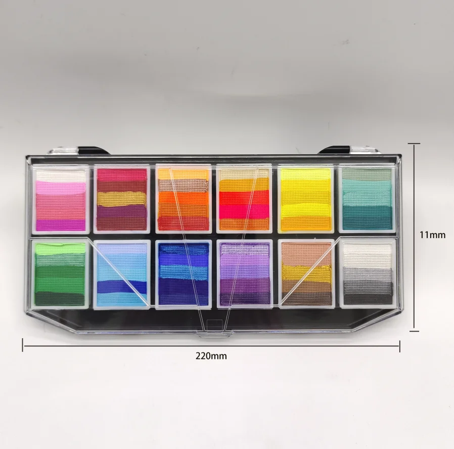 2024 Hot Selling Split Rainbow Cake Paint Face Paint Palette professional water based paint cosmetic rainbow palette for kids