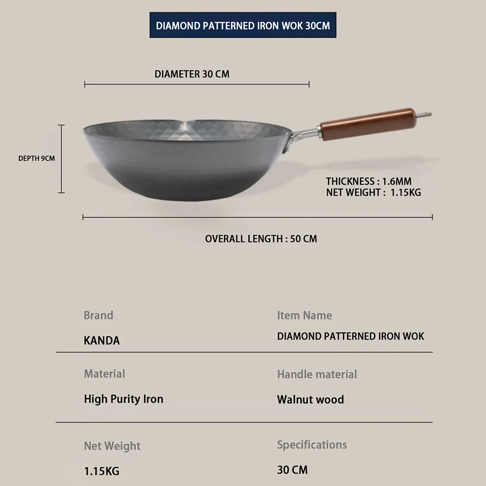 Traditional China Wok Cookware Non-Coating With Wood Handle Hand Hammers Wok