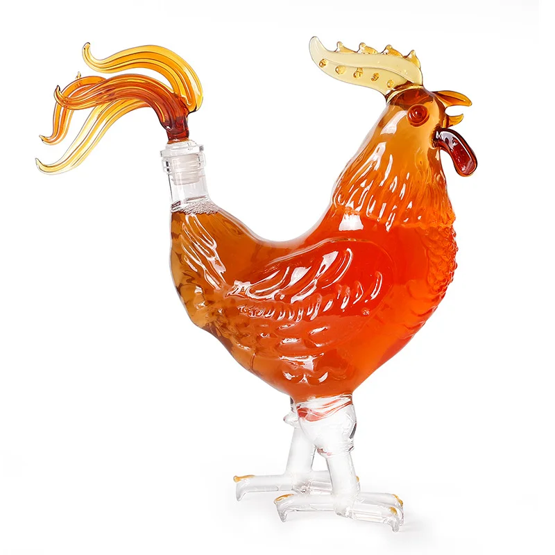 1000ml Rooster Shaped Glass Bottle Rooster Shaped Glass Decanter