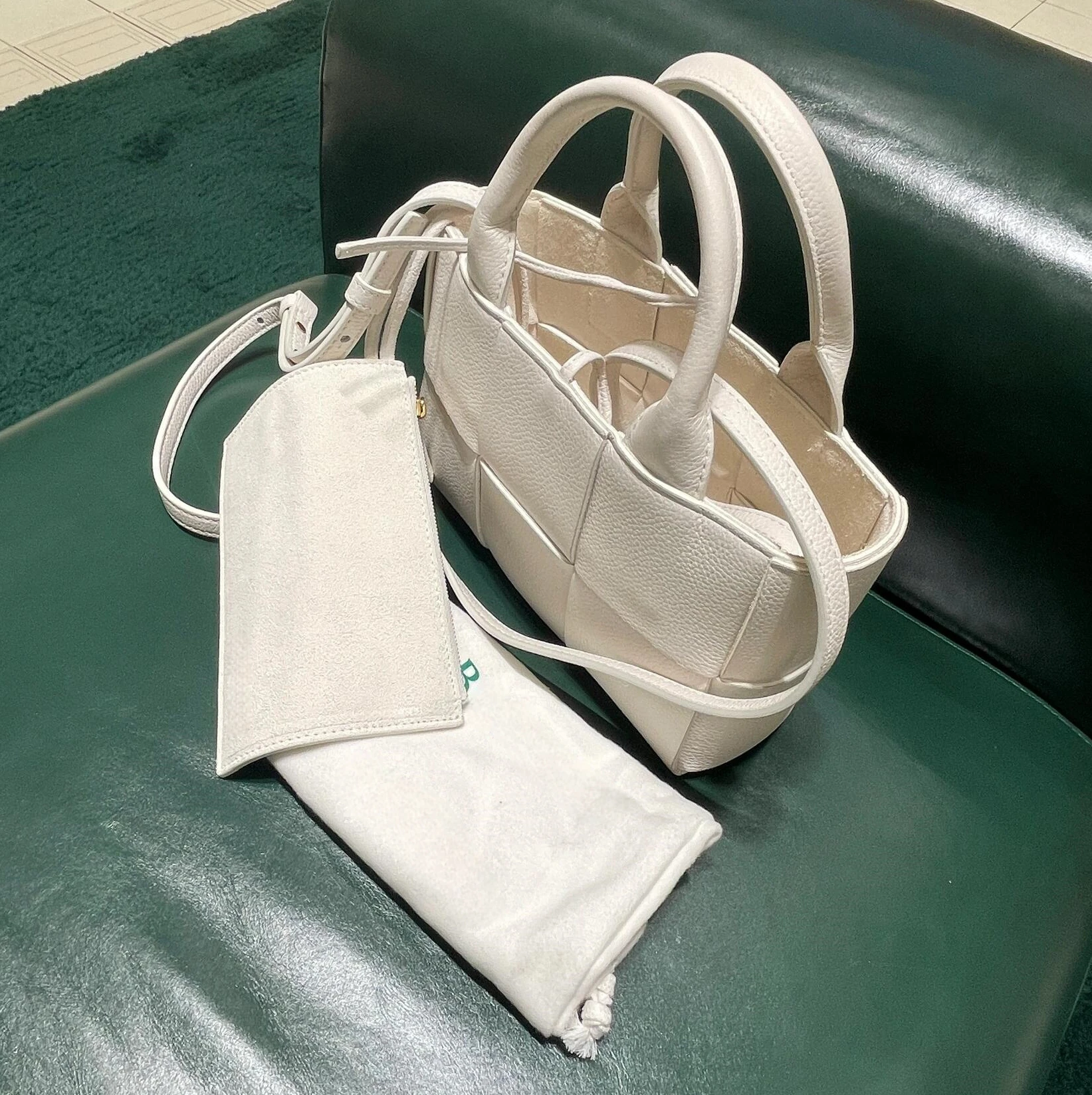 Luxury brand design custom woven Tote Large capacity white leather crossbody bag for women