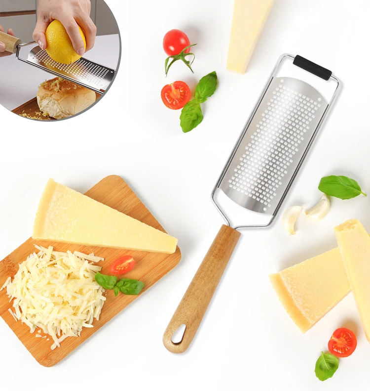 New Kitchenware Peeler Blades Plates Cheese Grater Slicer Vegetable Grater Lemon Zester with Wooden Handle