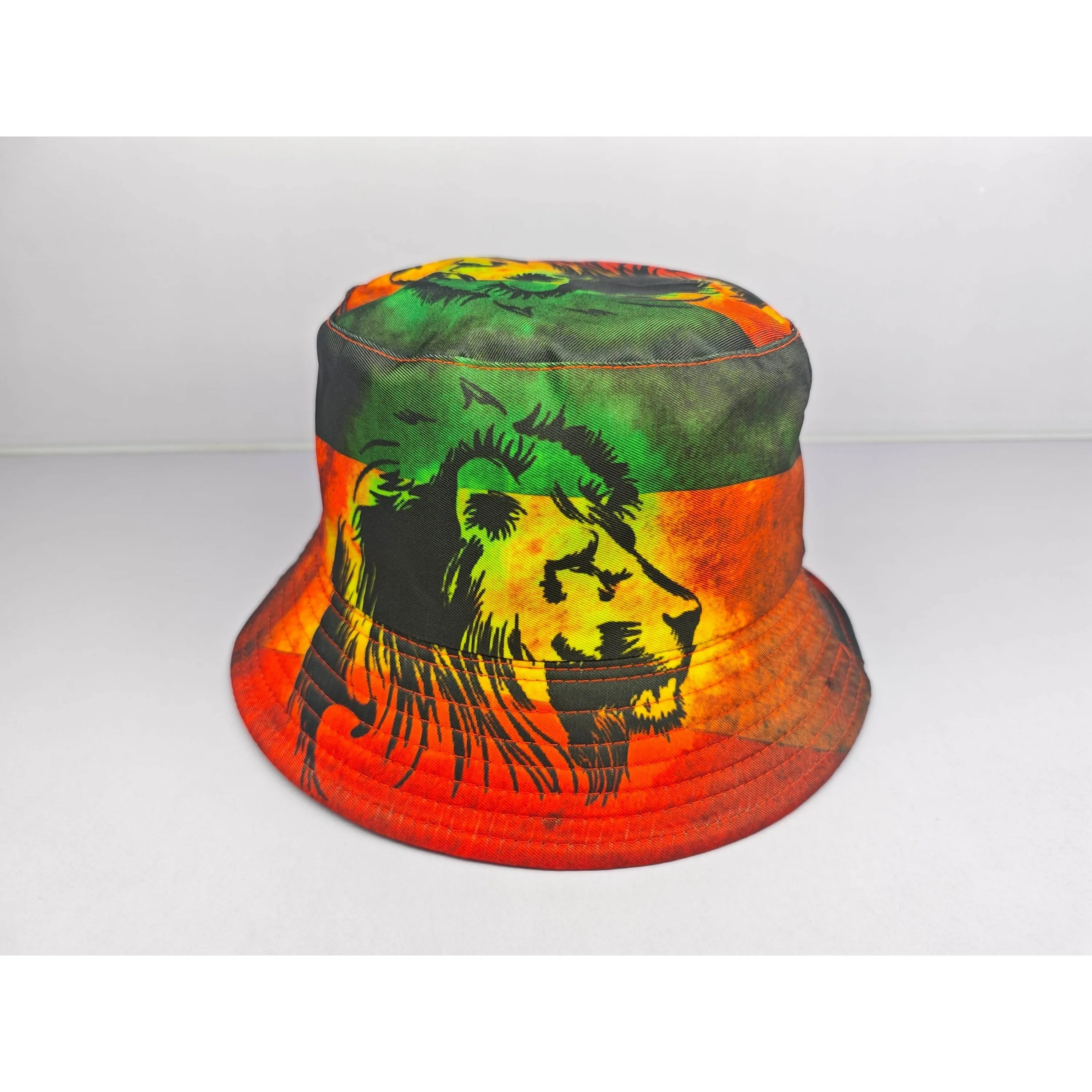 2024 Custom Lion Logo Bucket Hats High Quality Pure Polyester Outdoor Beach CapEmbroidered White Brand Boonie Hats for Summer