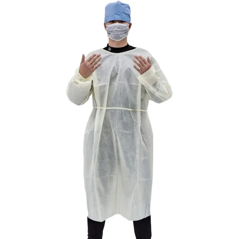Impervious Level 1 PP Isolation Gown Disposable Yellow Doctor
