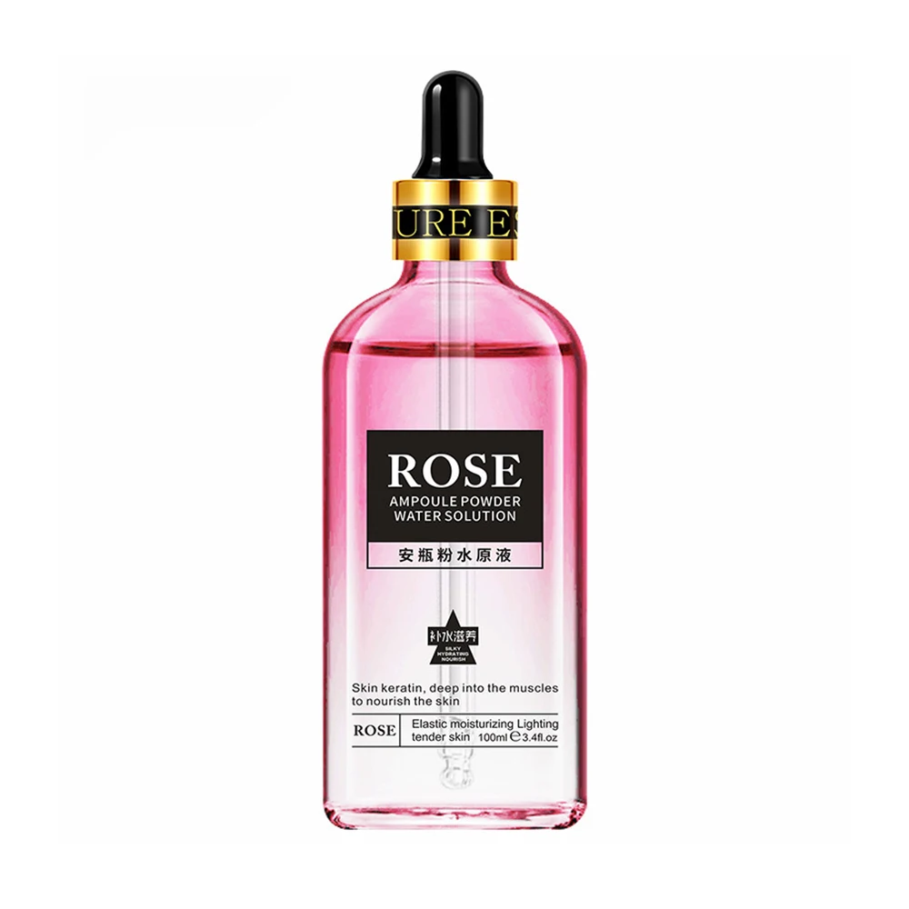Оптовая продажа OEM от частного производителя, Органическая натуральная увлажняющая Успокаивающая Восстанавливающая увлажняющая сыворотка с розой, сыворотка для лица с розовой эссенцией