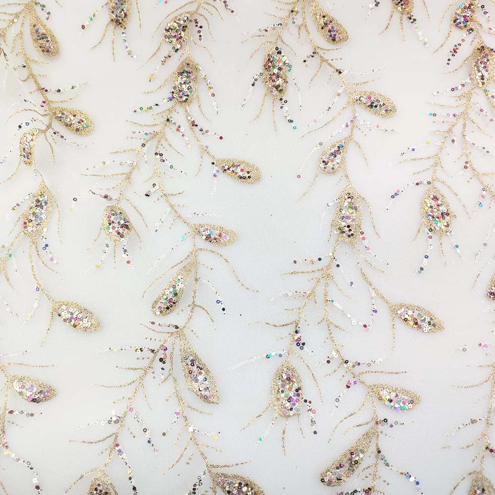 100%polyester black base Mosquito sliver glitter dots mesh fabric for dress