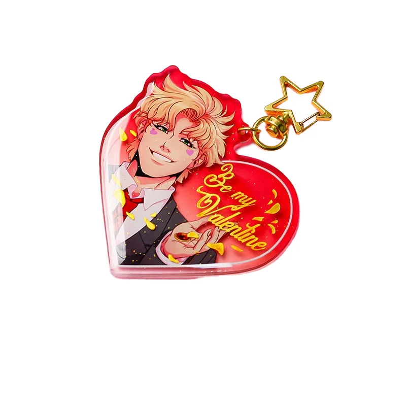 High Quality Customized Anime Figure Keychain Drip Glue Pendant Glitter Epoxy Clear Custom Acrylic Charm DIY Animation