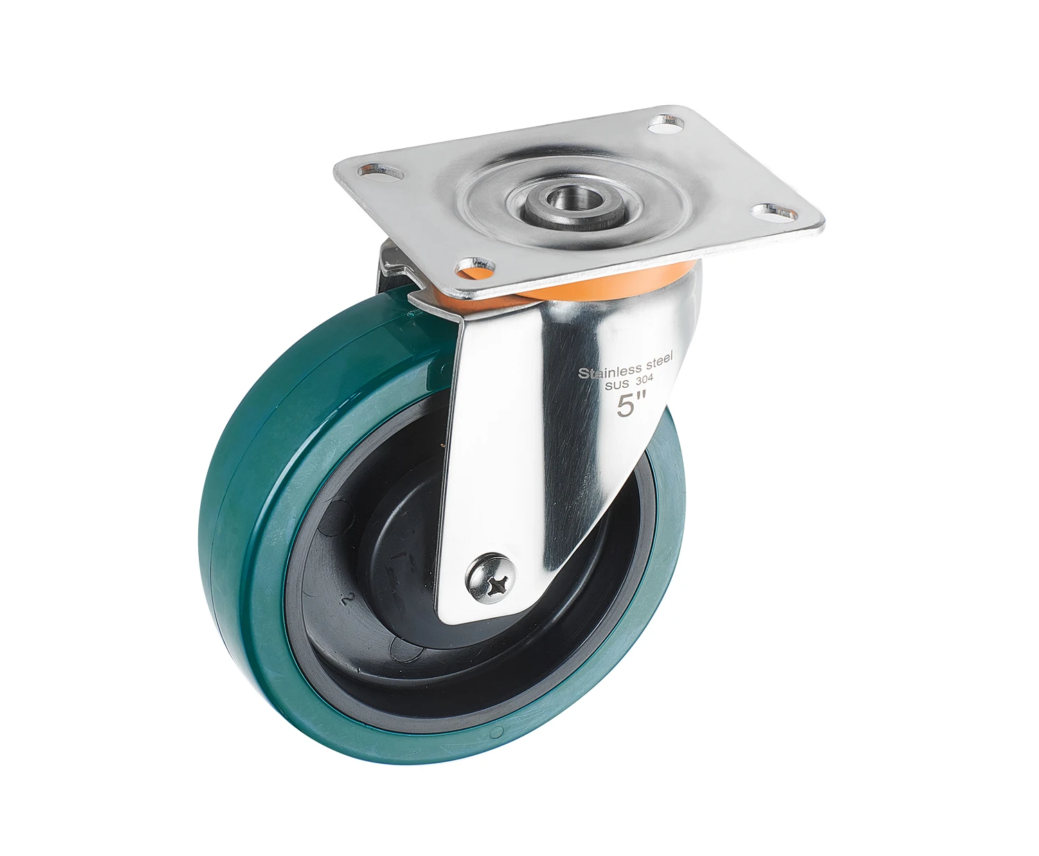 Wholesale stainless steel caster green pu wheels 3/4/5 inch universal fixed caster wheel