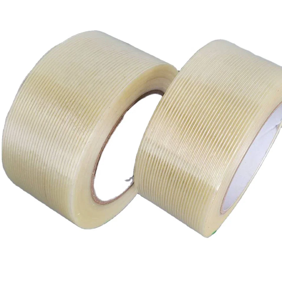 Heavy duty fiberglass reinforced mono filament adhesive strapping tape