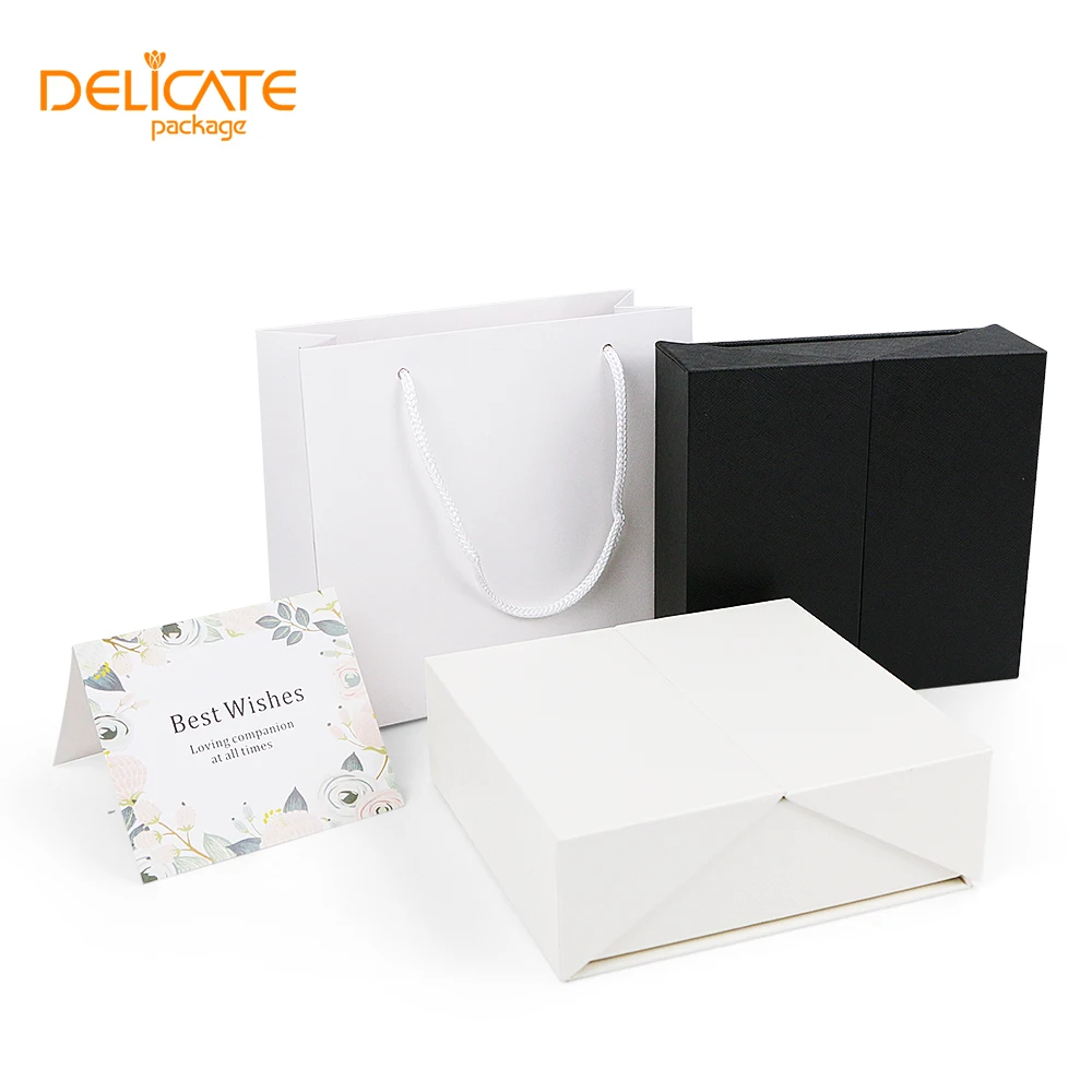 Factory Customized Black Jewelry Packaging Box Greeting Card Paper Bag Rose Flower Box Set Gift