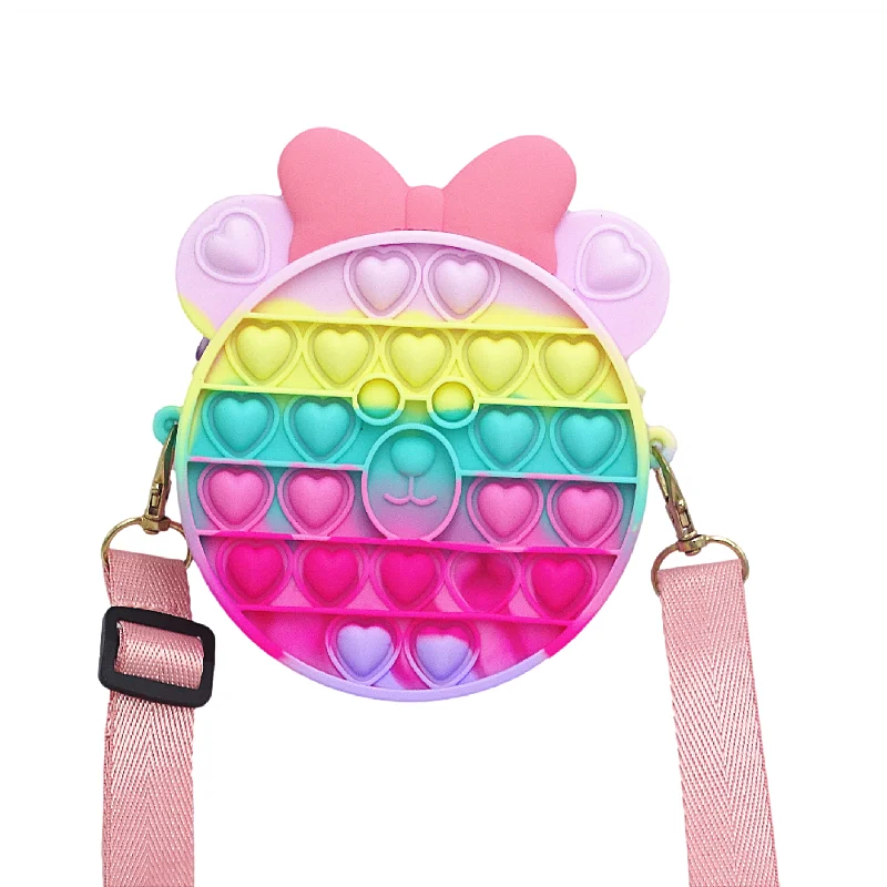 Push It Bubble Pop Popper Fidgets Packs Crossbody Simple Shoulder Bag for Kid Adult Pop Purse Bags Fidget Toy Pack for Girl