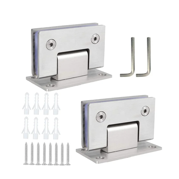 304 Stainless Steel 90 Degree Shower Glass Door Hinges Glass To Wall Mounting Hardware Bathroom Gate Clamp