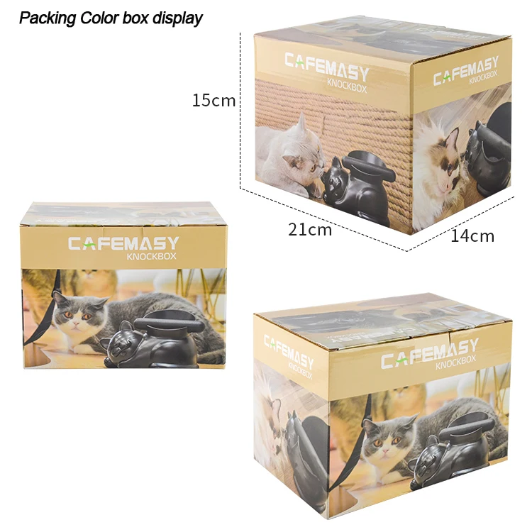 Barista Tools Cat-shaped Cute  Coffee Grounds Container Mini Knock Box Drawer with Rubber Bar Espresso Coffee Knock Box