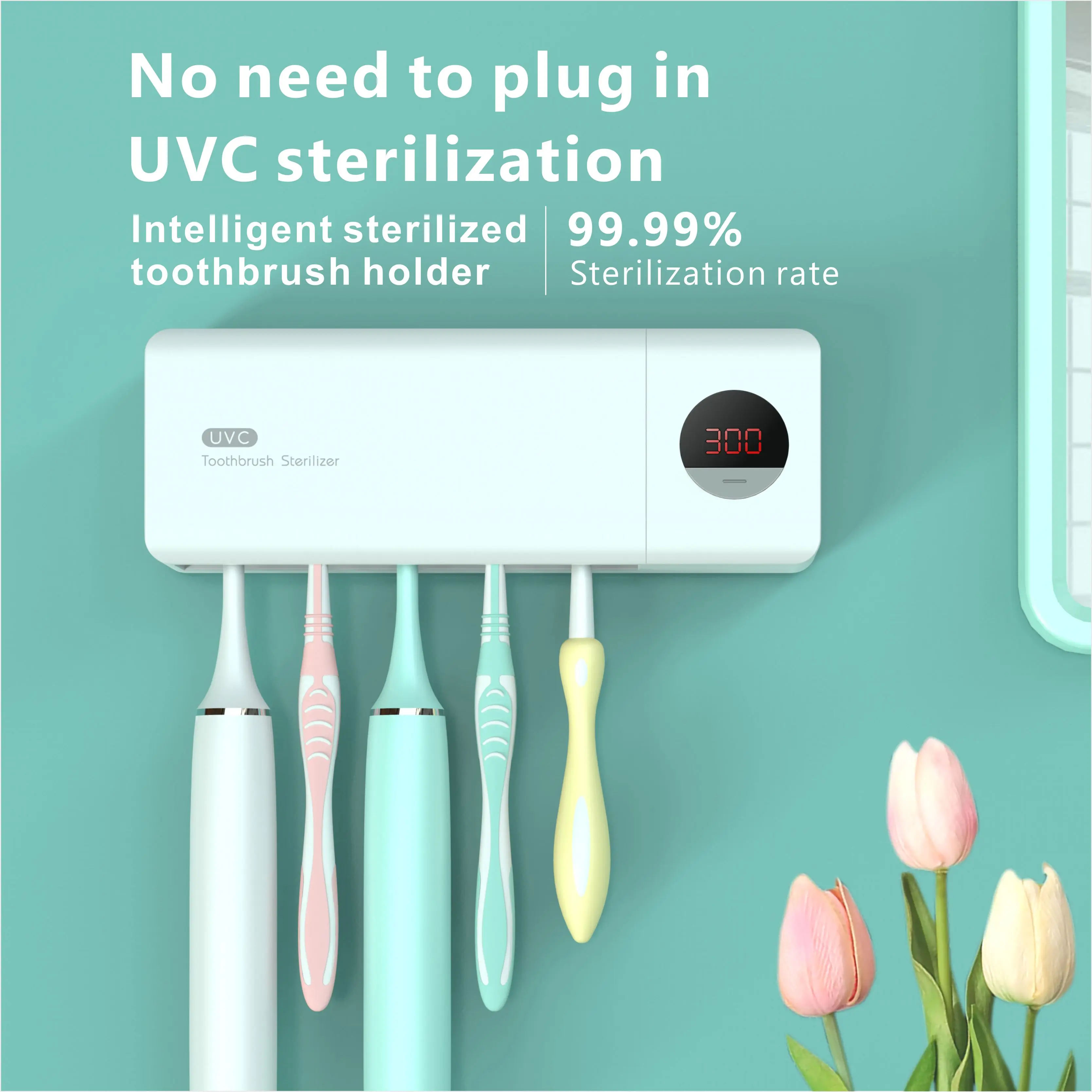 2021 Most Popular Wall Mounted Portable Rechargeable USB UVC LED Toothbrush Sterilizer Holder