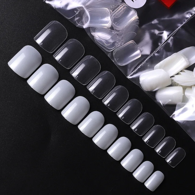 500 Pcs/bag Square Shape Clear Short Full Cover Press On Nail Artificial False Nail Fake Nail Tips Manicure  for Wholesale