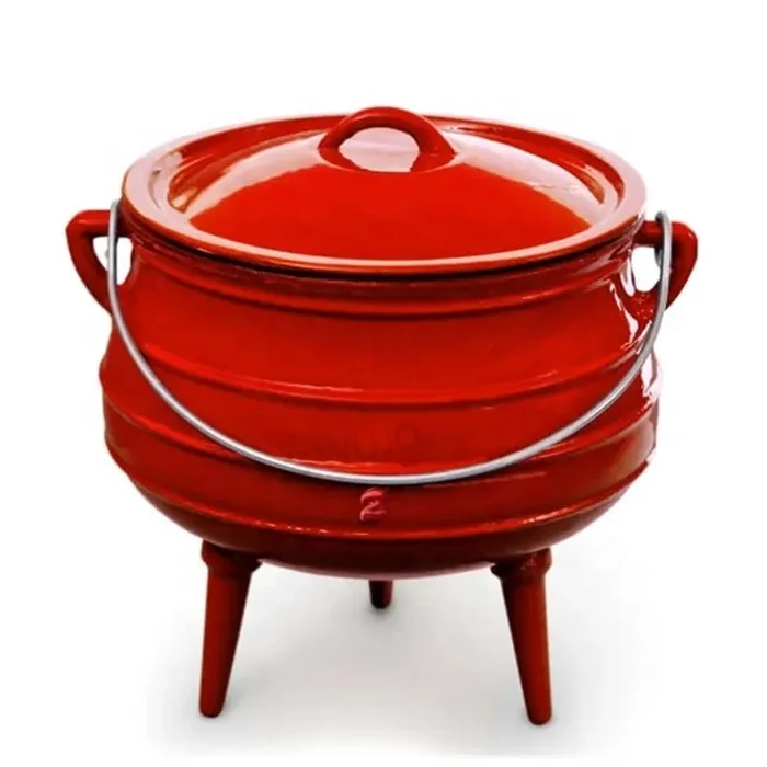 Camping Heavy Duty Cast Iron Potjies Pots Red Enamel Cast Iron Potjie Pot
