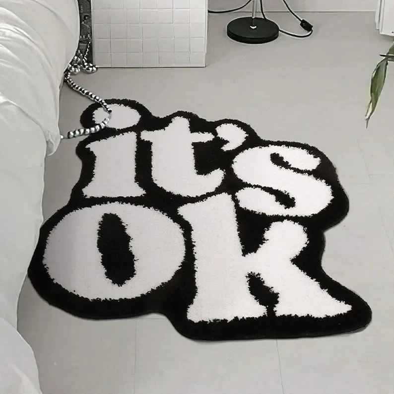 Manufactures microfiber letter shape shower mat non-slip water absorbent bathroom rugs cute tufted bath mat