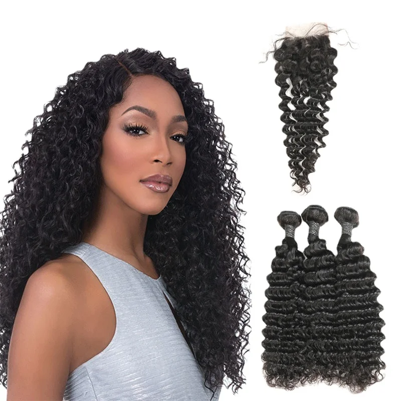 9A Deep Wave Human Hair European and American Wig Curtain Small Curly Hair