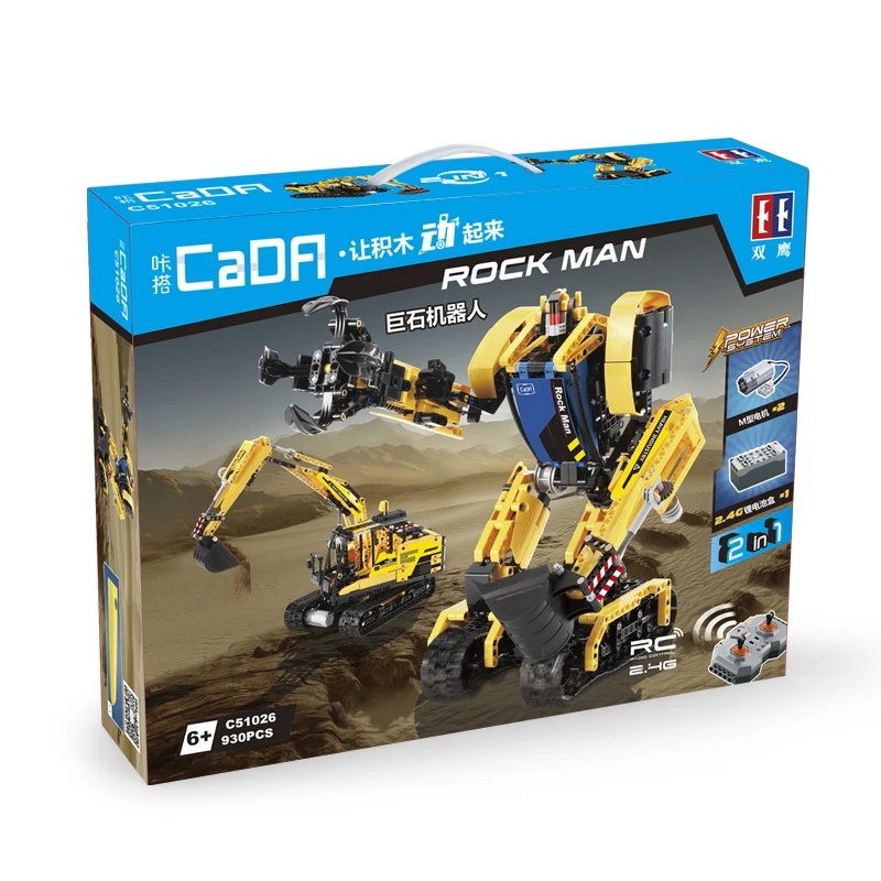CADA C51026 High-tech Rock Man Remote Control Crane Truck Building Blocks Toys For Gifts building toys