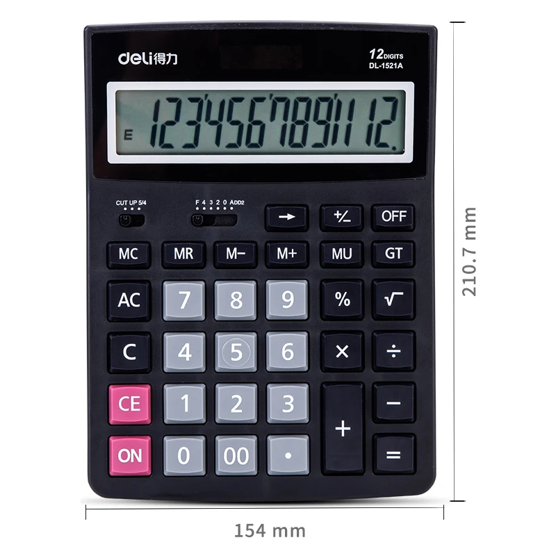 Deli 1521A Accounting Office Calculator Plastic 12 Digit Calculator