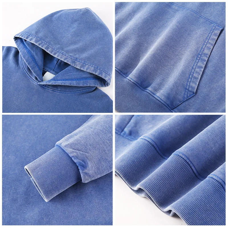 Custom Manufacturer New Style Vintage Blank Acid Wash hoodies Casual Baggy Heavyweight Hoodie For Men