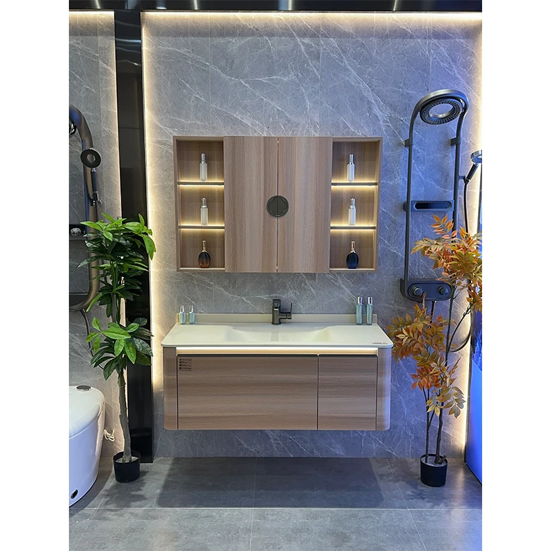Qualified wall-mounted Large capacity sideboard solid wood bathroom cabinet bathroom vanity
