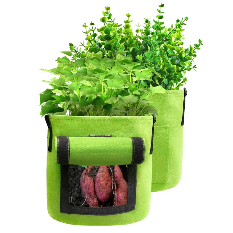 Thickened Aeration Fabric Pots With Handles Cloth Pots Thickened Garden Non Woven Felt Flower Pot