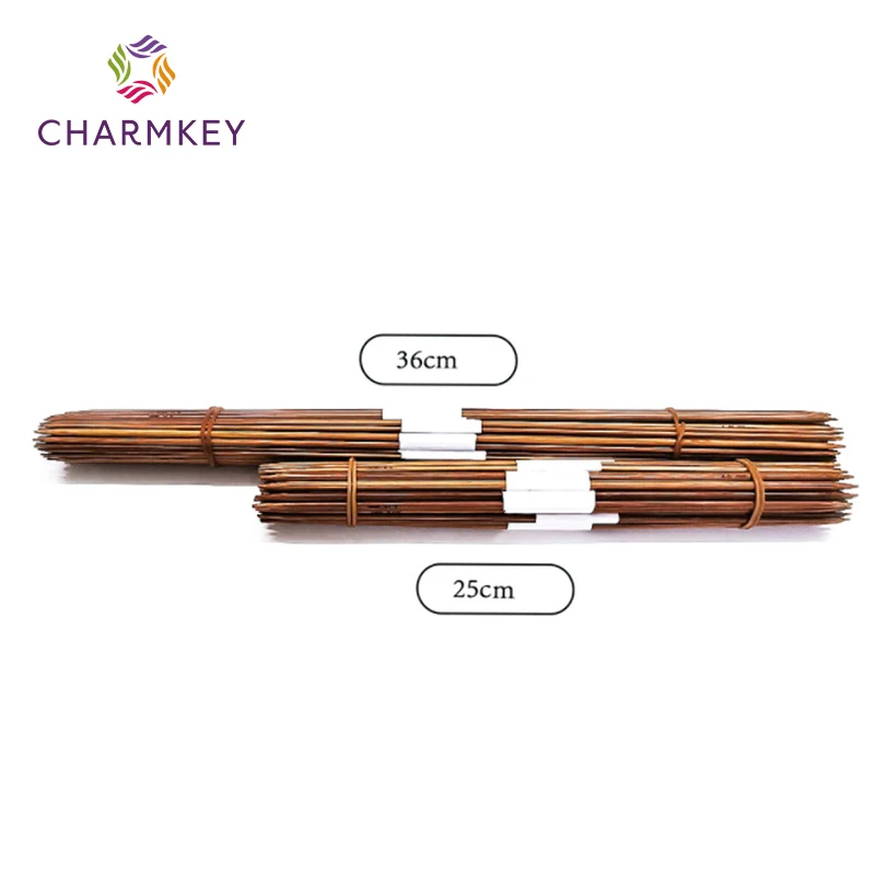 Charmkey 11 пар 25 36 см карбонизированные Двухточечные спицы для свитера прямые Бамбуковые Спицы вязания