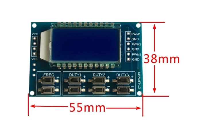 XY-LPWM3 DC3.3-30V 3 Channel Frequency 1Hz-150KHz Duty Cycle 0 -100 Adjustable Meter PWM Signal Generator with LCD Display Meter