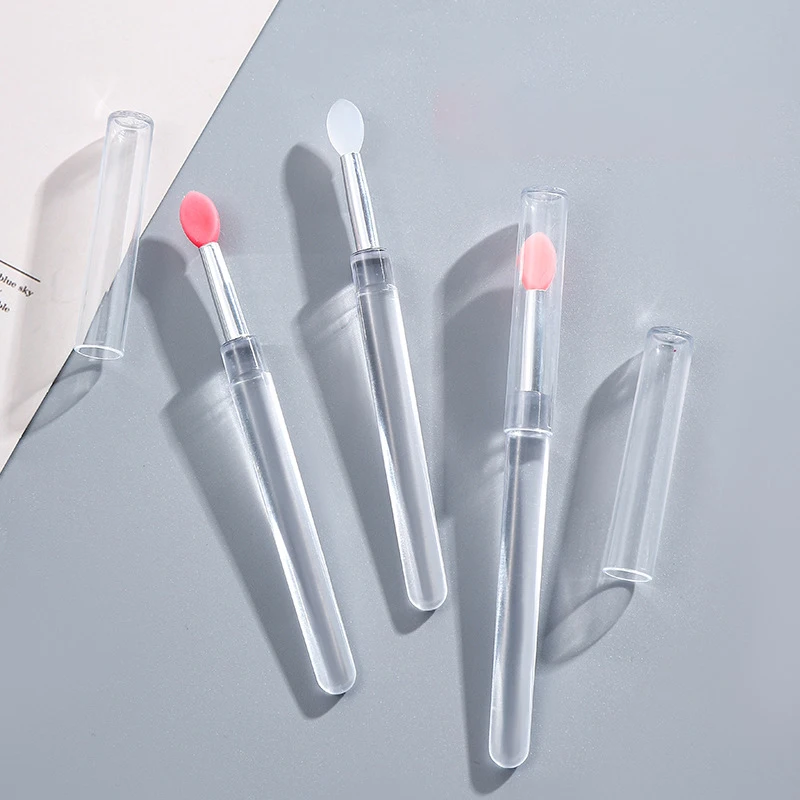 New Portable Silicone Lip Brush with Dust proof Riser Red Brush Application Stick Beauty Makeup Multi color Single Pack