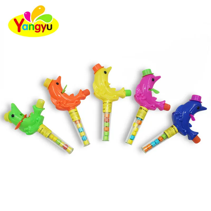 Plastic Whistle Dolphin Toy with Candy