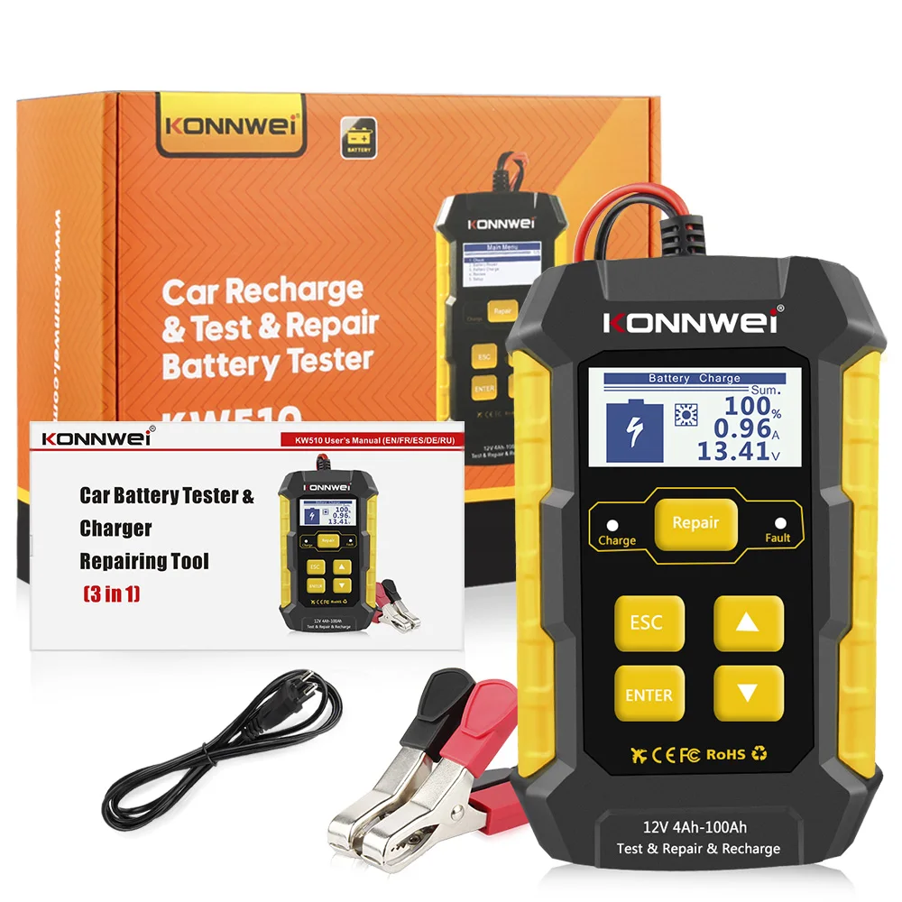 Горячая Распродажа KONNWEI KW510 перезаряжаемые 8 Stage 12V 5A батарея зарядное устройство для автомобиля мотоцикла