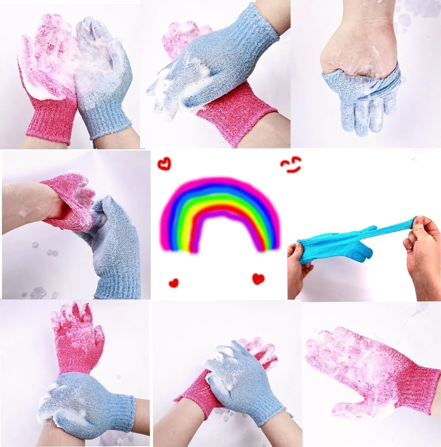 Five Fingers Mitt Dead Skin Remover Body Exfoliator Gloves Body Scrubber Shower Silk Exfoliating Bath Glove Custom Logo Nylon