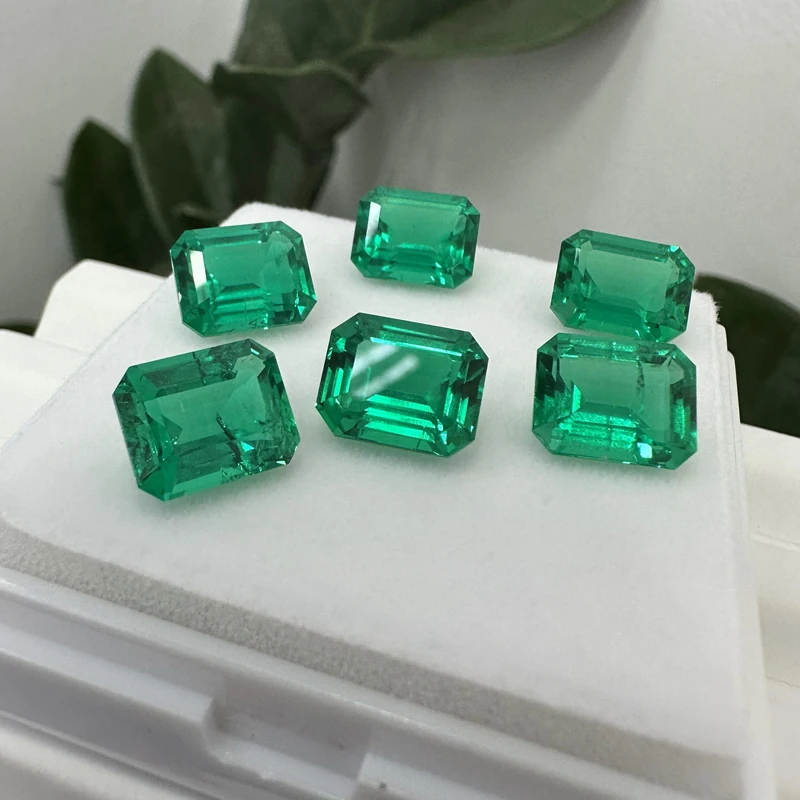 Wholesale Price Synthetic Colombian Emerald Certified Inclusion Loose Emerald Cut Hydrothermal Lab Grown Emerald