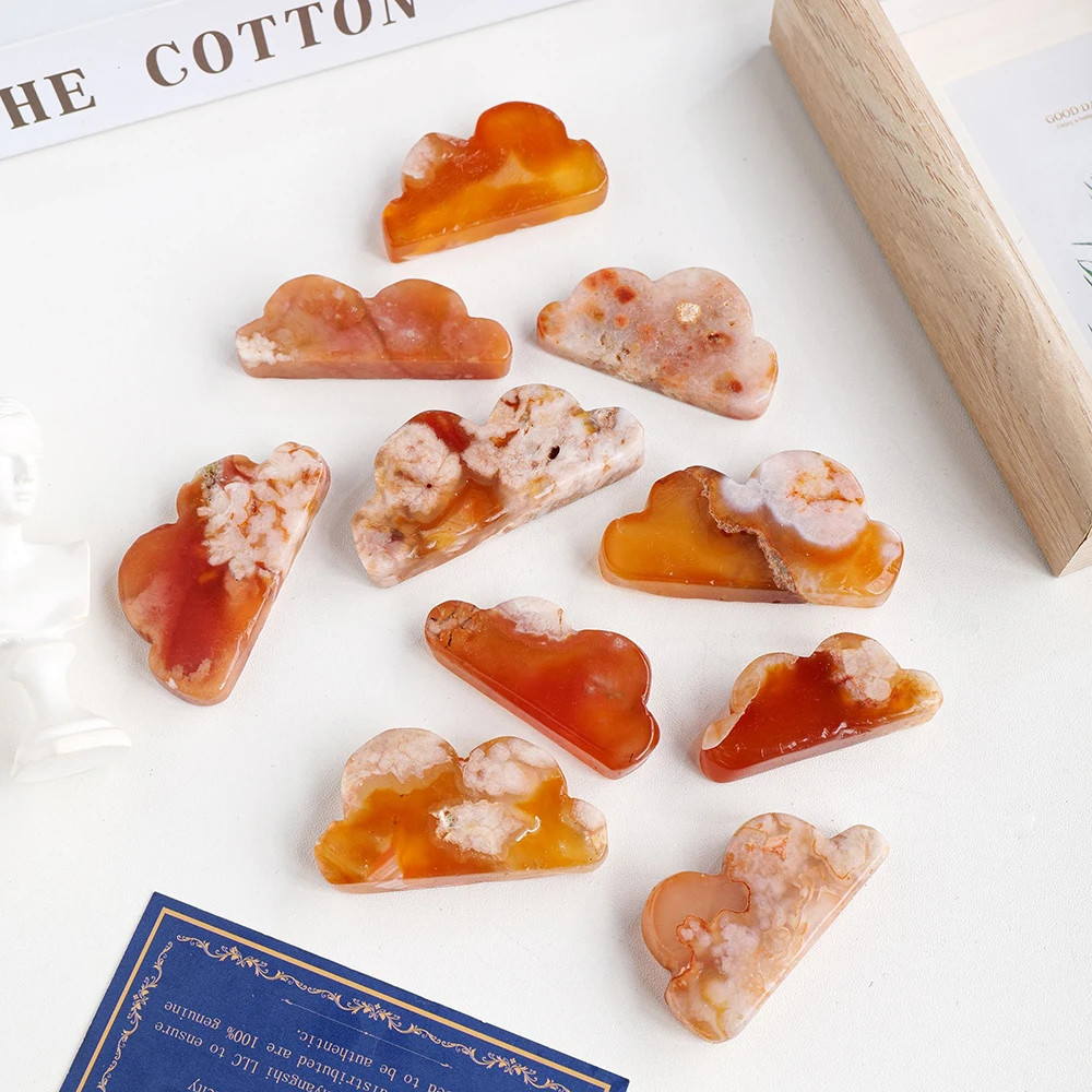 Factory best-selling natural crystal red agate carving pieces, red agate cloud furniture decoration ornaments