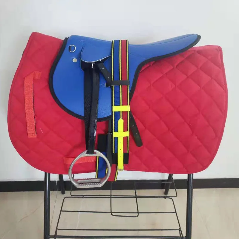 Microfiber Leather Horse Saddle with Matching Headstall Reins and Back Cinch 17.5 Inches