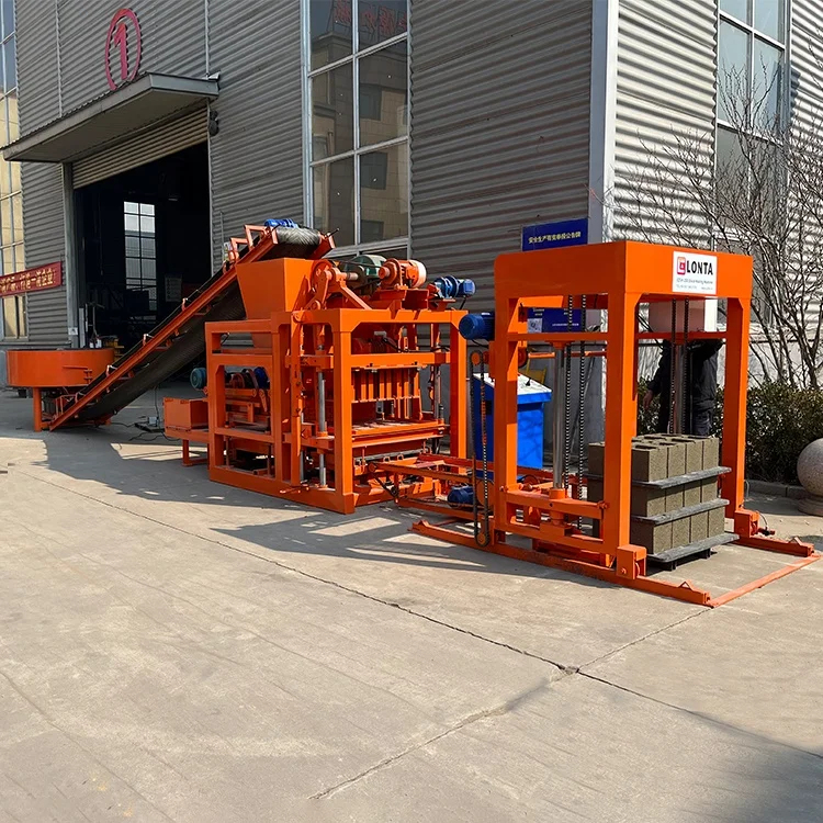 LONTA QTJ4-25 Full Automatic Interlock Hollow Paver Curbstone Maker Cinder Cement Concrete Brick Block Making Machine Brique